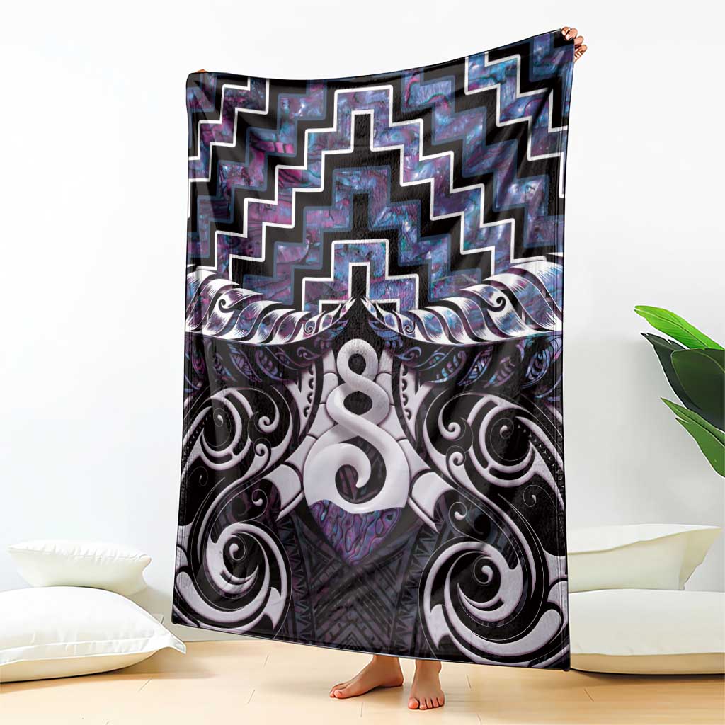 New Zealand Maori Blanket Poutama Pikorua Purple Paua Shell LT05 - Vibe Hoodie Shop