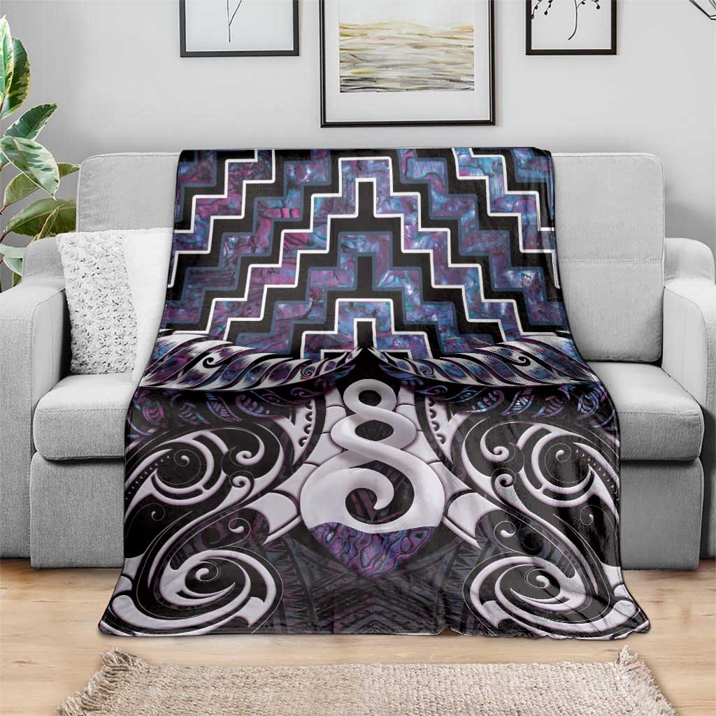 New Zealand Maori Blanket Poutama Pikorua Purple Paua Shell LT05 - Vibe Hoodie Shop