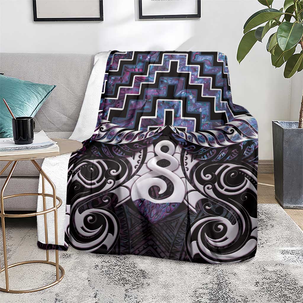 New Zealand Maori Blanket Poutama Pikorua Purple Paua Shell LT05 - Vibe Hoodie Shop