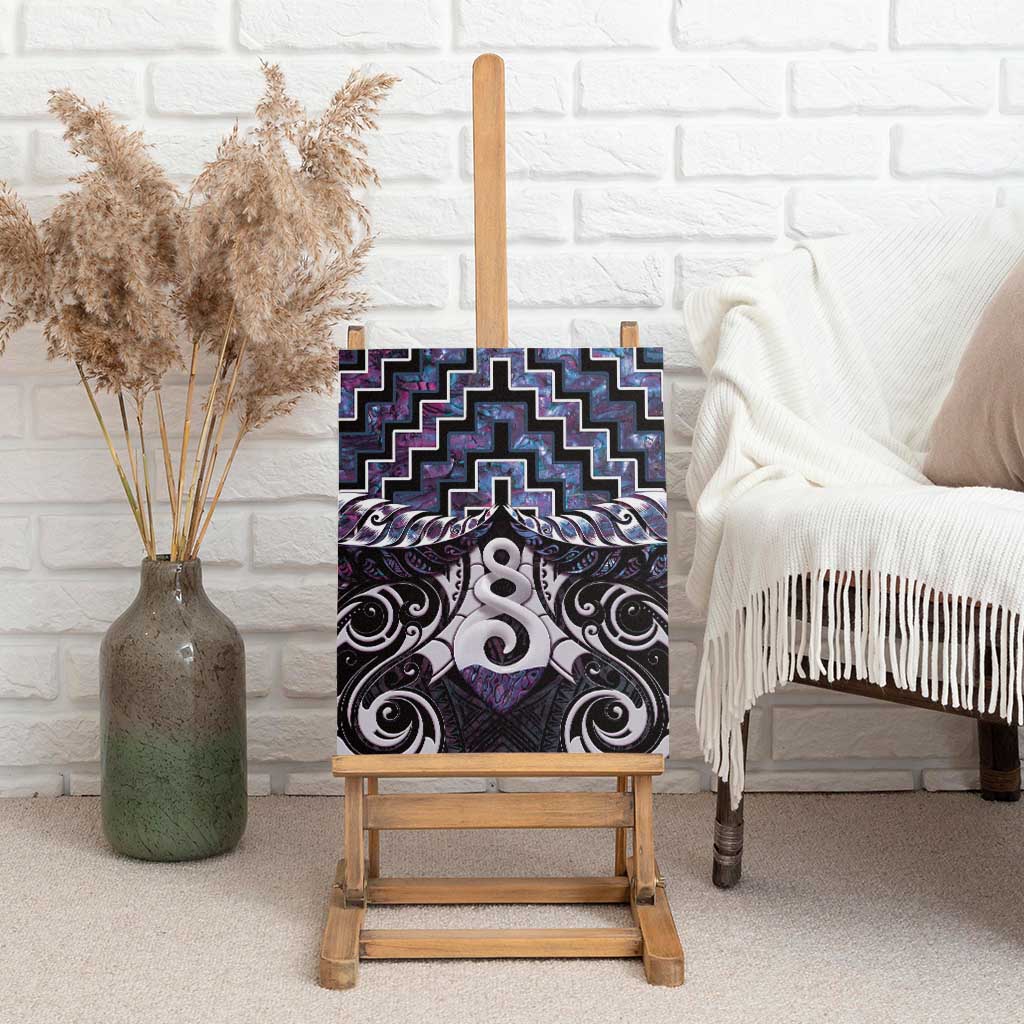 New Zealand Maori Canvas Wall Art Poutama Pikorua Purple Paua Shell