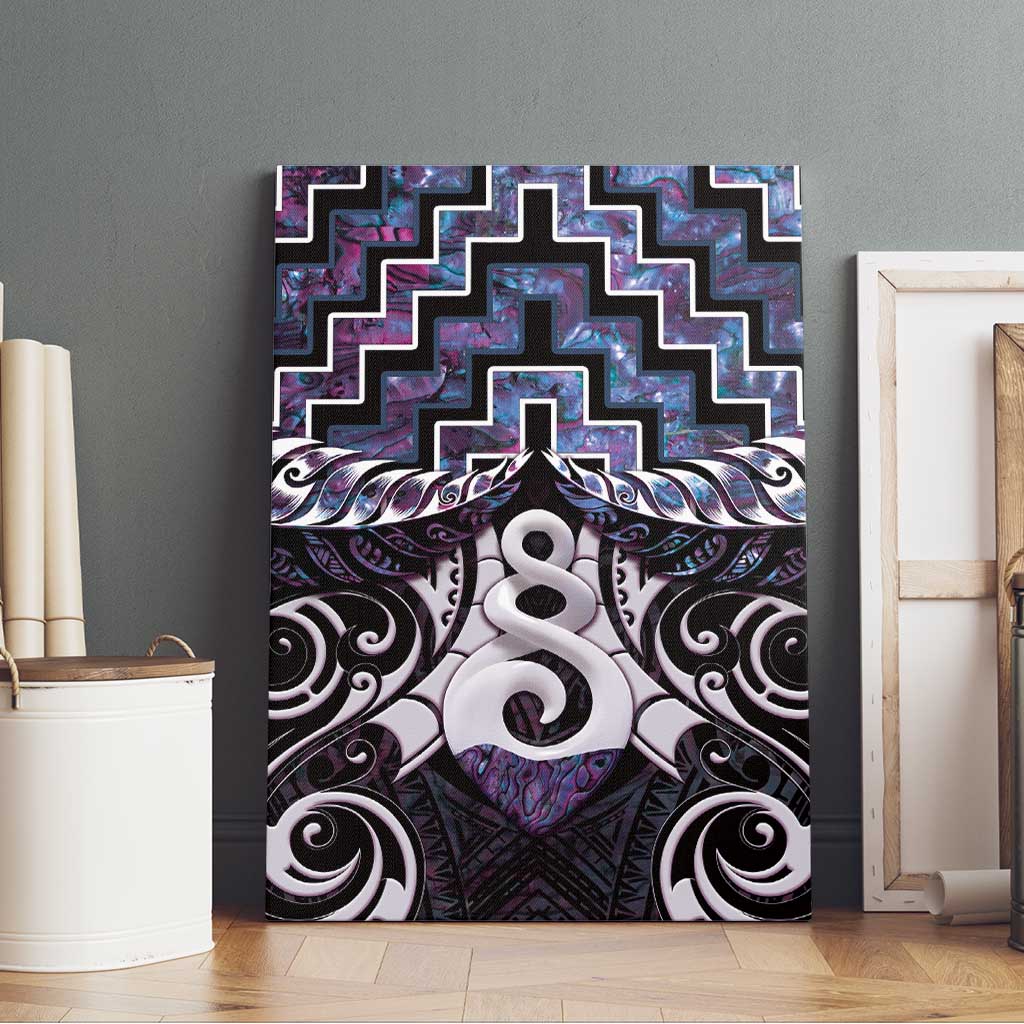 New Zealand Maori Canvas Wall Art Poutama Pikorua Purple Paua Shell