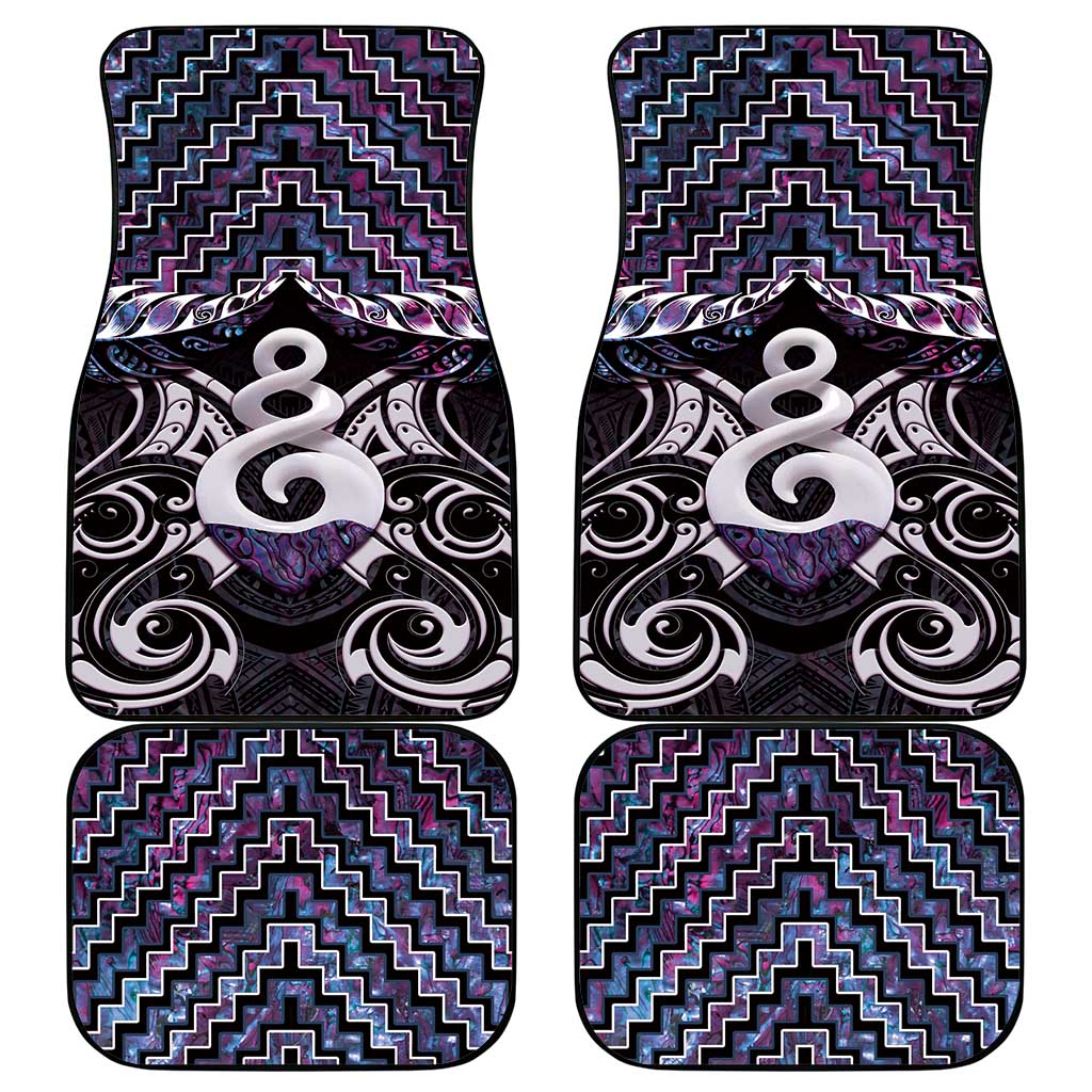 New Zealand Maori Car Mats Poutama Pikorua Purple Paua Shell