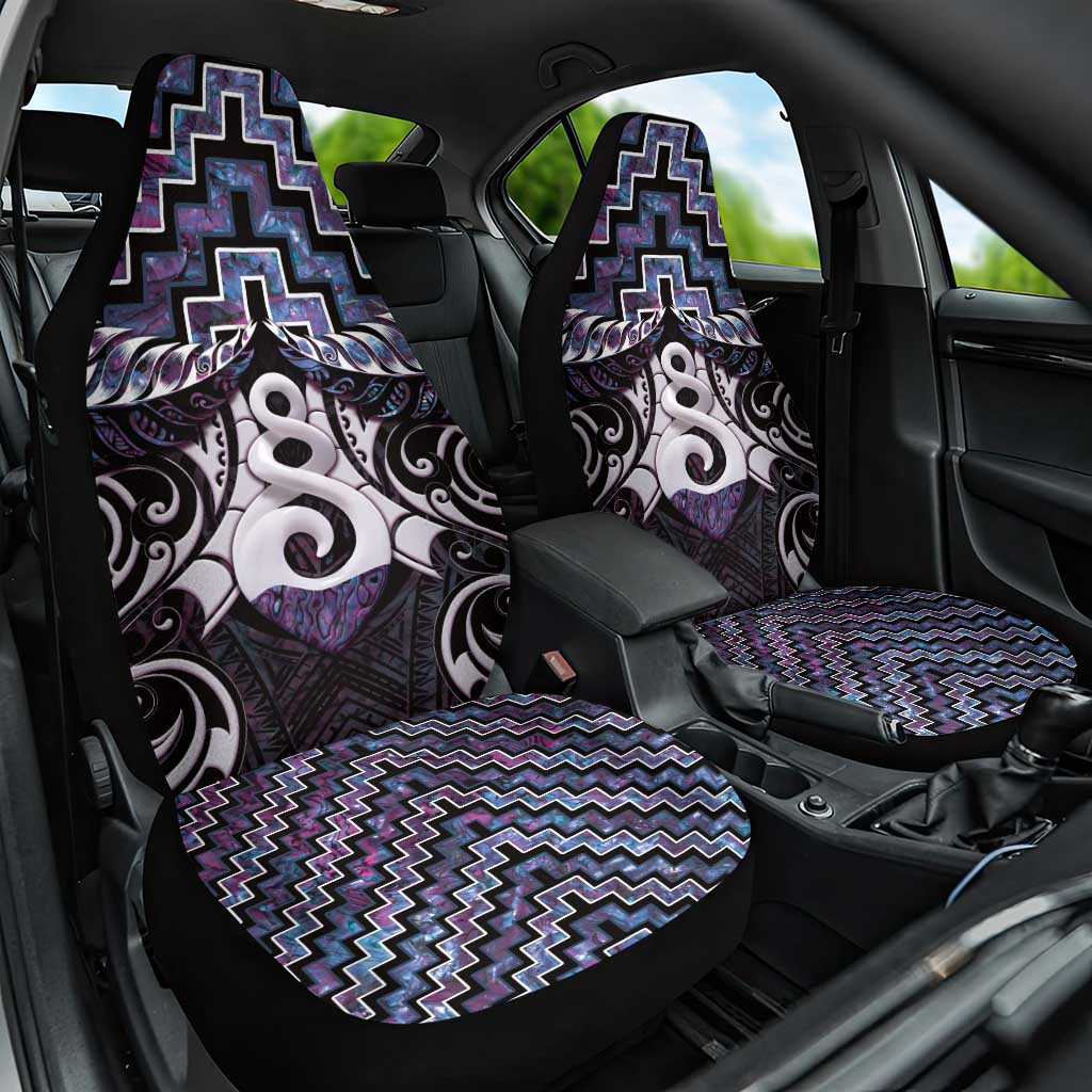 New Zealand Maori Car Seat Cover Poutama Pikorua Purple Paua Shell LT05 - Vibe Hoodie Shop