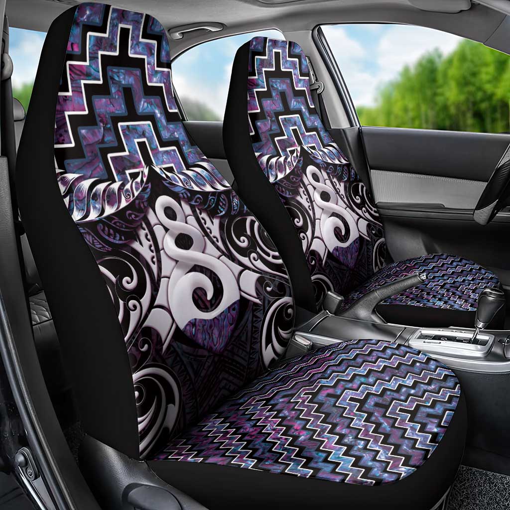 New Zealand Maori Car Seat Cover Poutama Pikorua Purple Paua Shell LT05 - Vibe Hoodie Shop