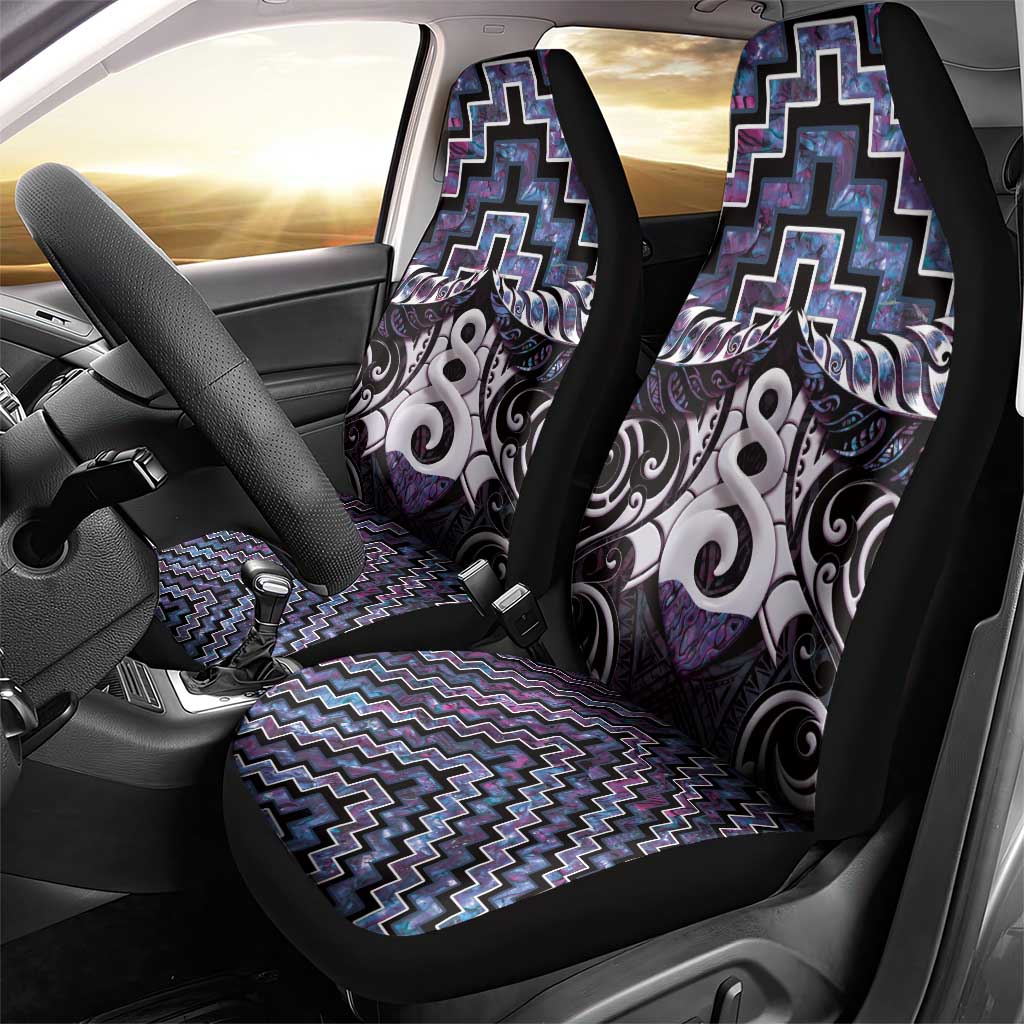 New Zealand Maori Car Seat Cover Poutama Pikorua Purple Paua Shell LT05 - Vibe Hoodie Shop