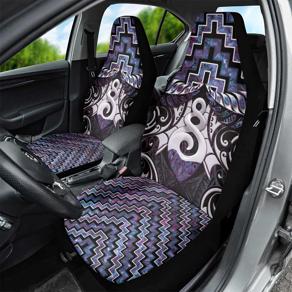 New Zealand Maori Car Seat Cover Poutama Pikorua Purple Paua Shell LT05 - Vibe Hoodie Shop