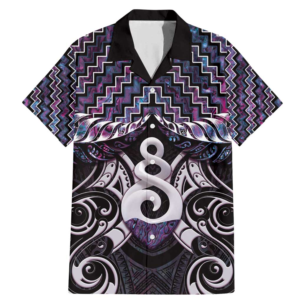 New Zealand Maori Family Matching Mermaid Dress and Hawaiian Shirt Poutama Pikorua Purple Paua Shell