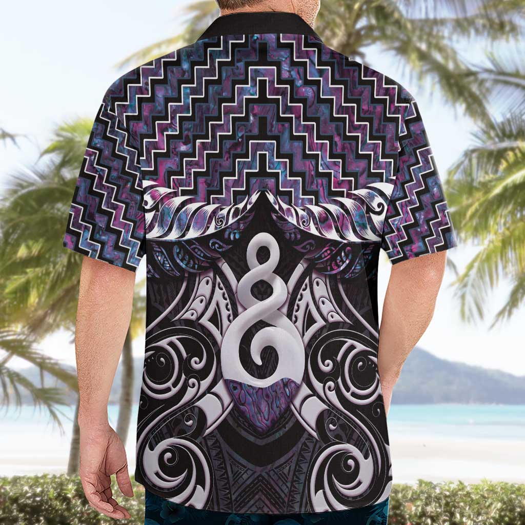 New Zealand Maori Hawaiian Shirt Poutama Pikorua Purple Paua Shell LT05 - Vibe Hoodie Shop