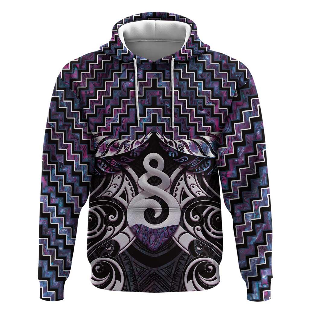 New Zealand Maori Hoodie Poutama Pikorua Purple Paua Shell LT05 - Vibe Hoodie Shop