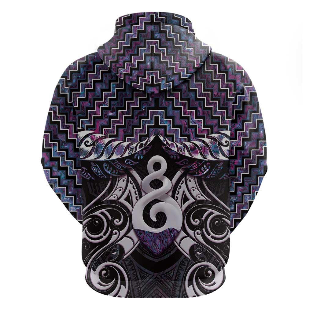 New Zealand Maori Hoodie Poutama Pikorua Purple Paua Shell LT05 - Vibe Hoodie Shop