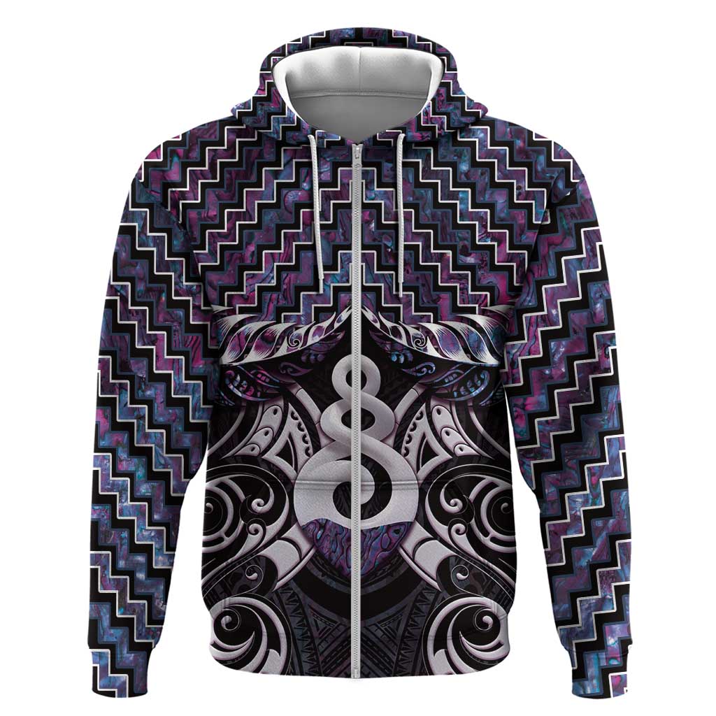 New Zealand Maori Hoodie Poutama Pikorua Purple Paua Shell LT05 - Vibe Hoodie Shop