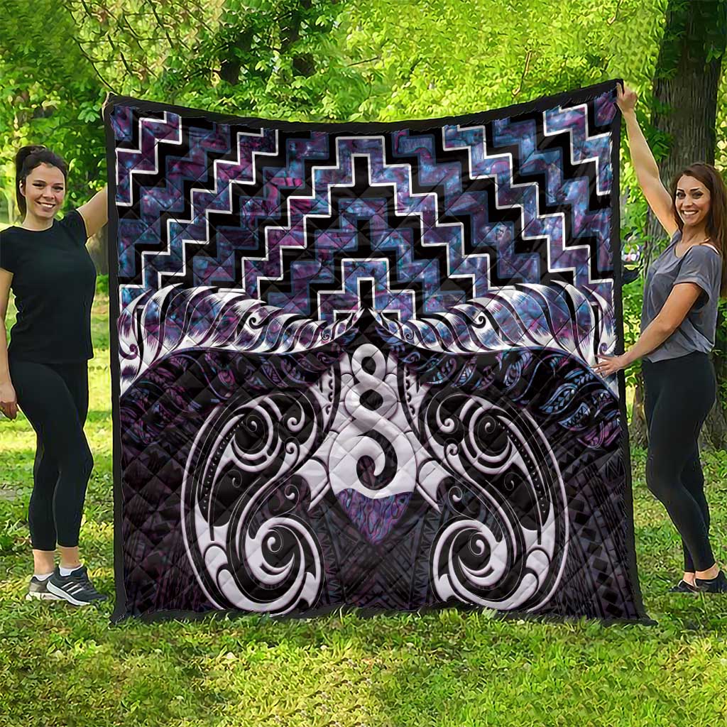 New Zealand Maori Quilt Poutama Pikorua Purple Paua Shell LT05 - Vibe Hoodie Shop