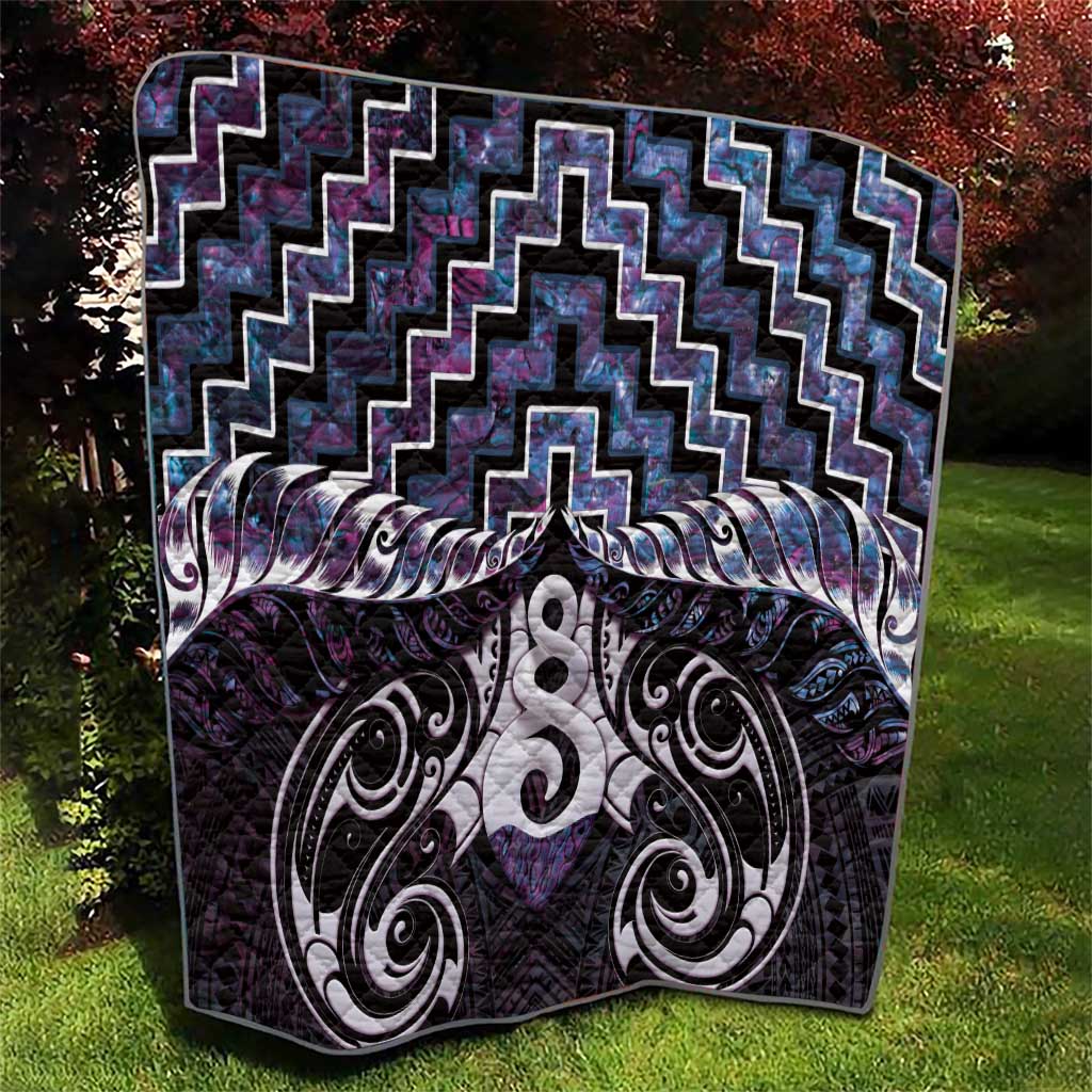 New Zealand Maori Quilt Poutama Pikorua Purple Paua Shell LT05 - Vibe Hoodie Shop