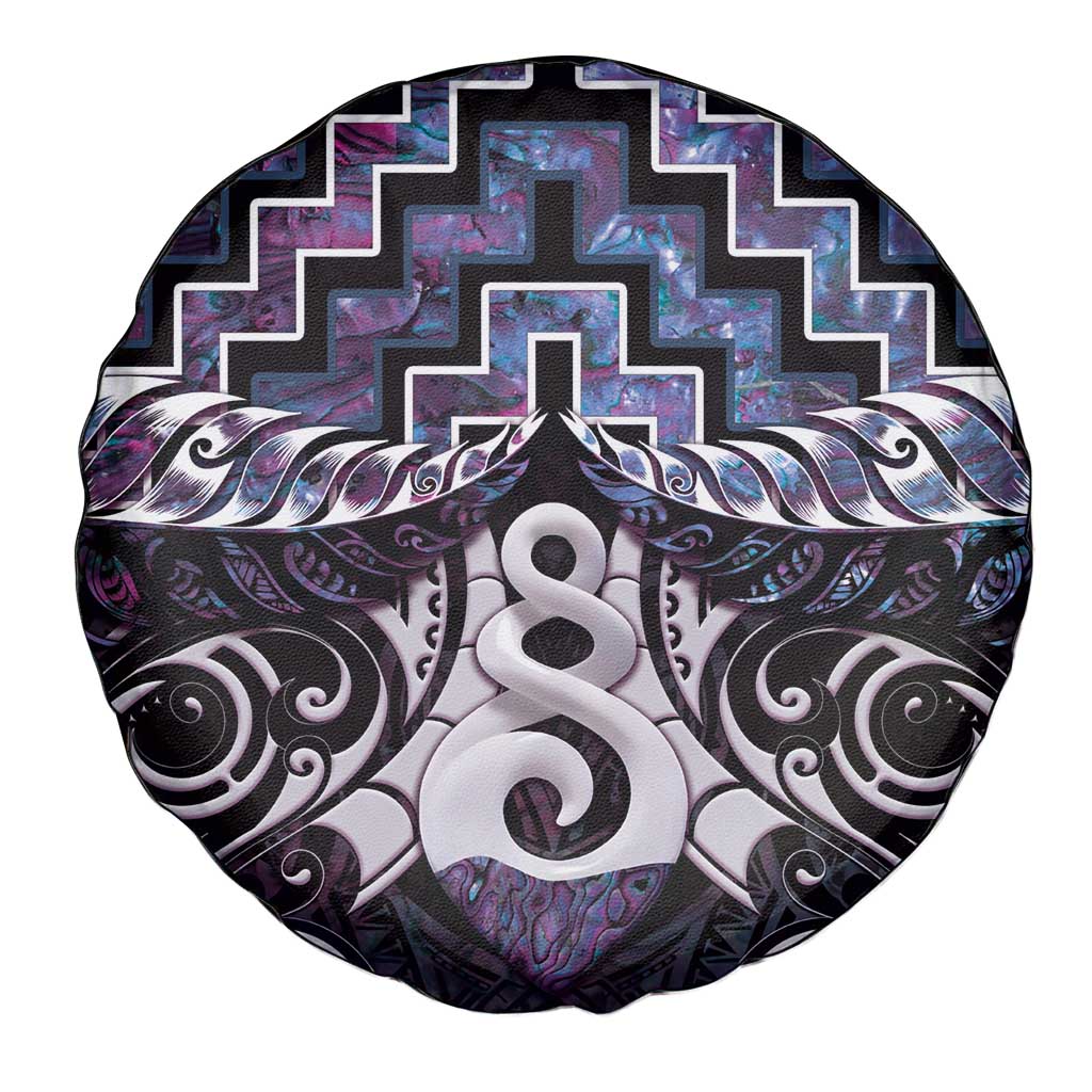 New Zealand Maori Spare Tire Cover Poutama Pikorua Purple Paua Shell LT05 - Vibe Hoodie Shop