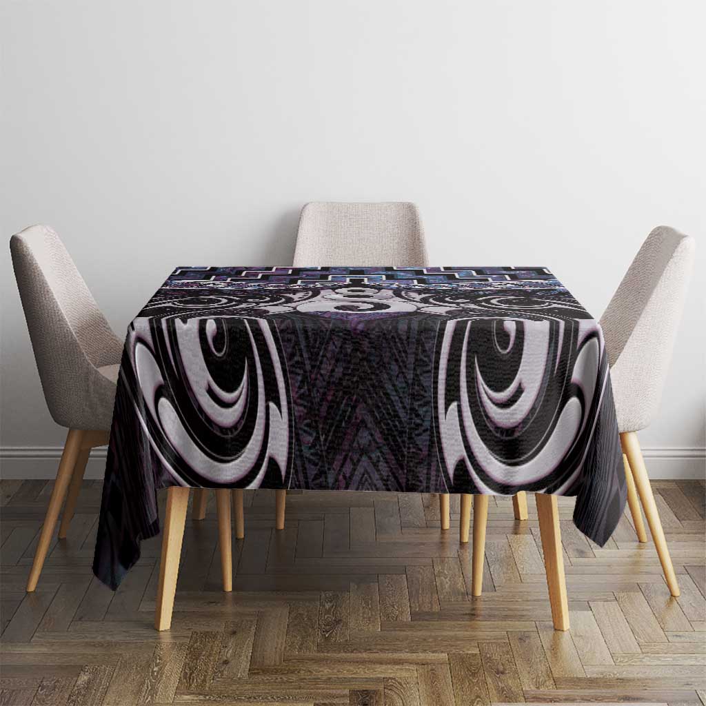 New Zealand Maori Tablecloth Poutama Pikorua Purple Paua Shell