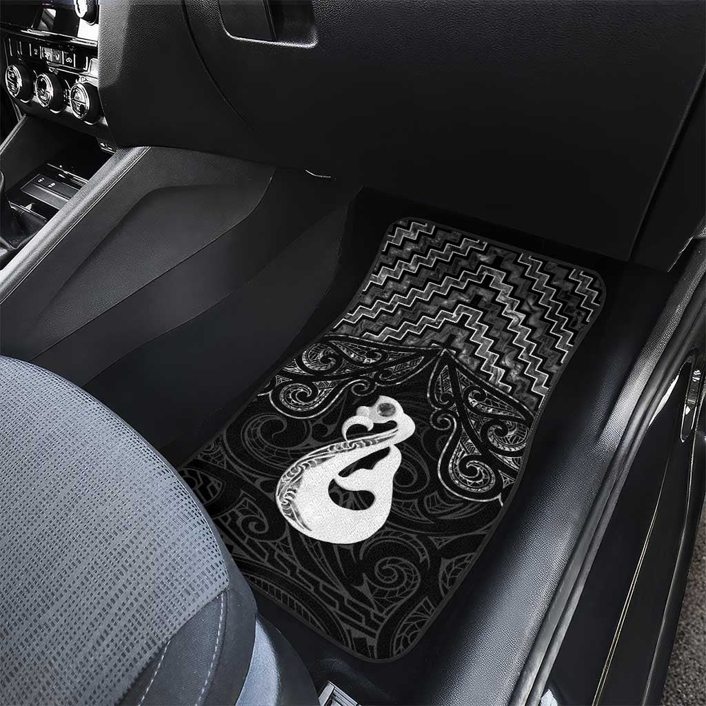 New Zealand Maori Car Mats Poutama Manaia Black Paua Shell