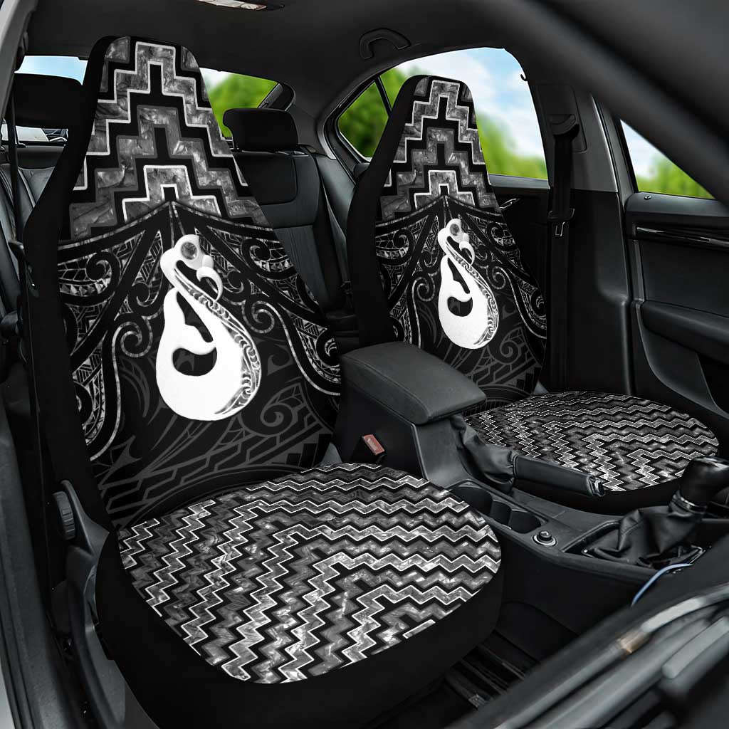 New Zealand Maori Car Seat Cover Poutama Manaia Black Paua Shell LT05 - Vibe Hoodie Shop