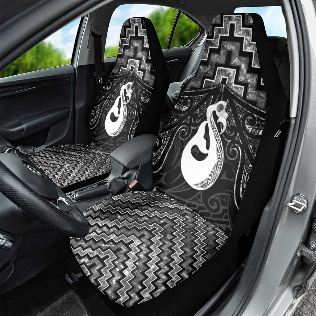 New Zealand Maori Car Seat Cover Poutama Manaia Black Paua Shell LT05 - Vibe Hoodie Shop