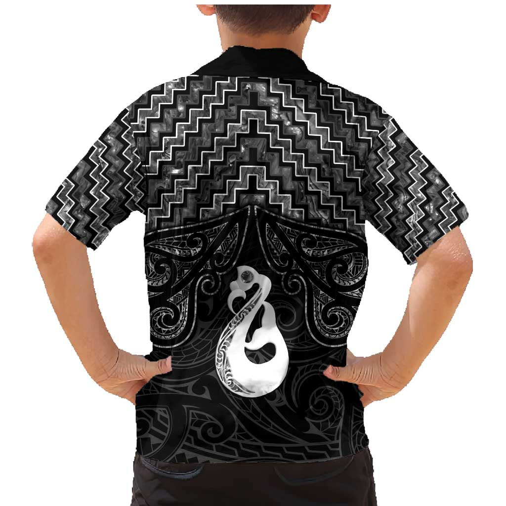 New Zealand Maori Family Matching Mermaid Dress and Hawaiian Shirt Poutama Manaia Black Paua Shell