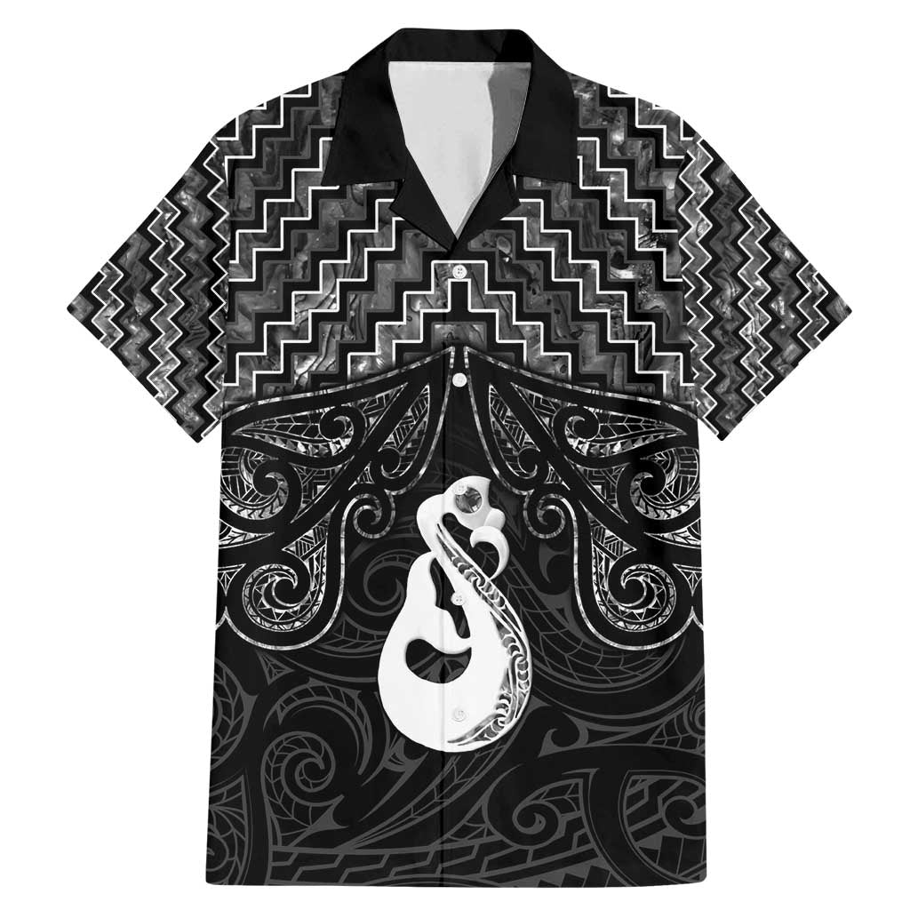 New Zealand Maori Family Matching Mermaid Dress and Hawaiian Shirt Poutama Manaia Black Paua Shell