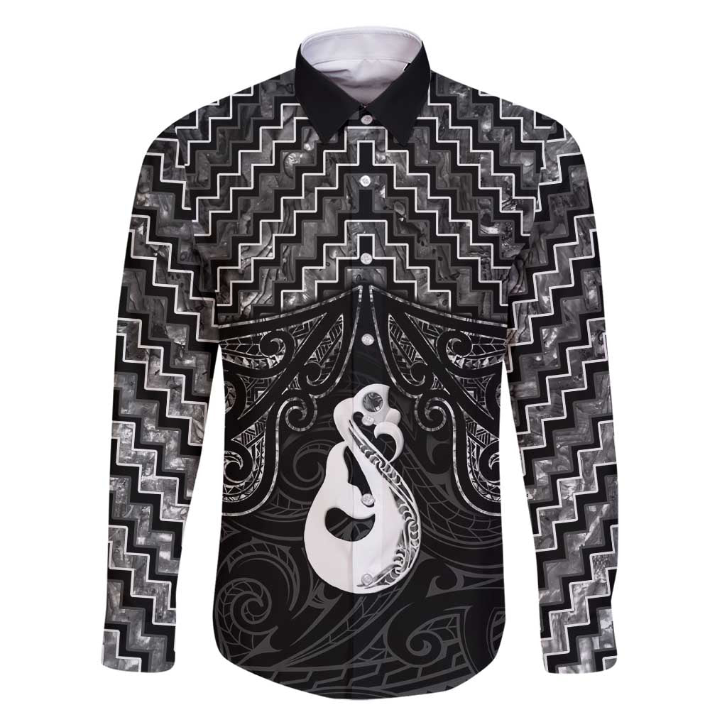 New Zealand Maori Family Matching Puletasi and Hawaiian Shirt Poutama Manaia Black Paua Shell