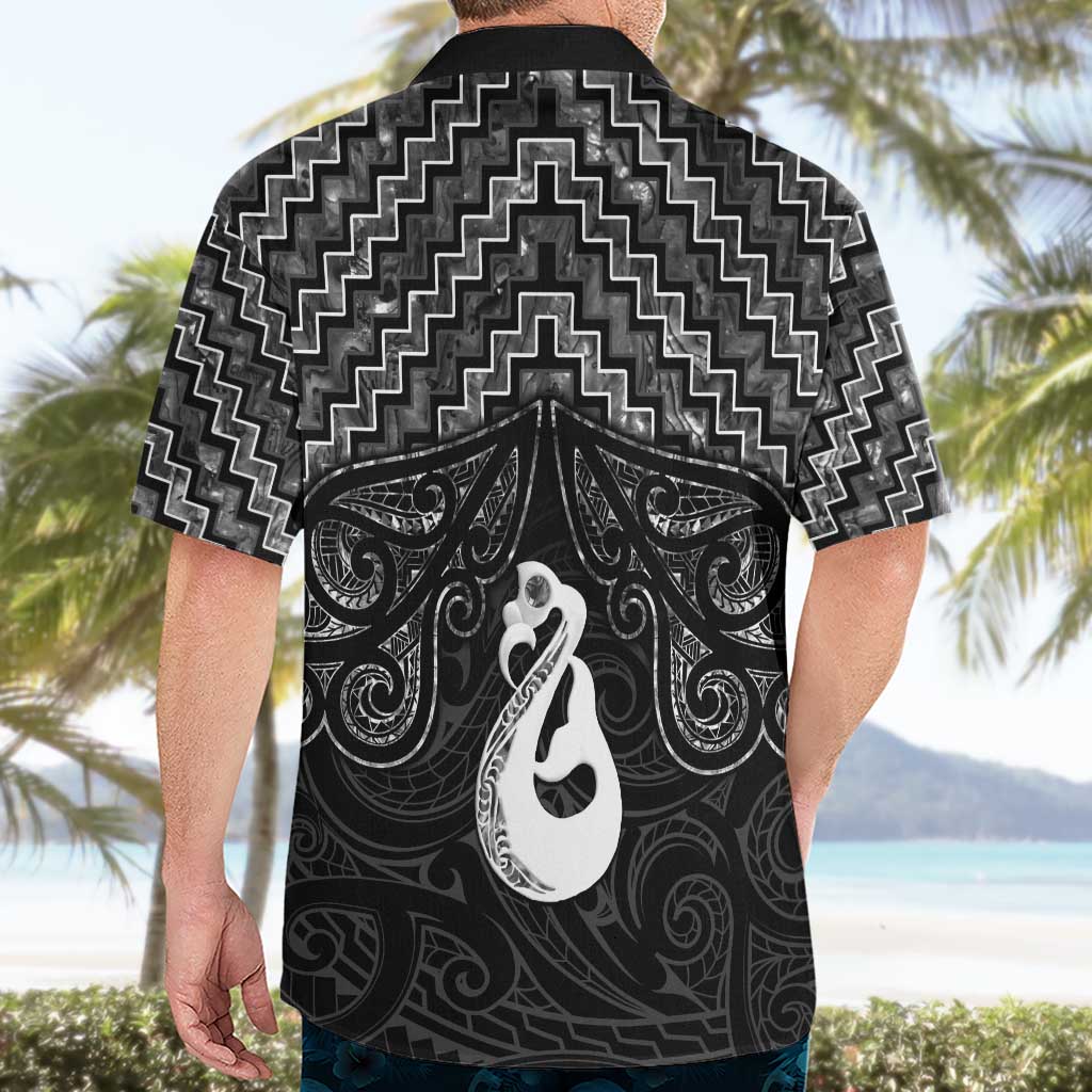 New Zealand Maori Hawaiian Shirt Poutama Manaia Black Paua Shell LT05 - Vibe Hoodie Shop