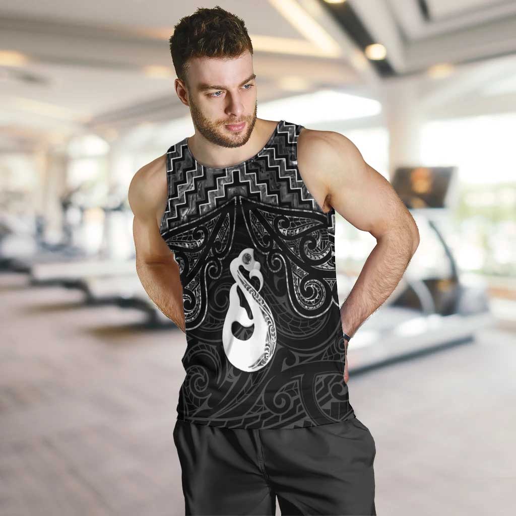 New Zealand Maori Men Tank Top Poutama Manaia Black Paua Shell LT05 - Vibe Hoodie Shop