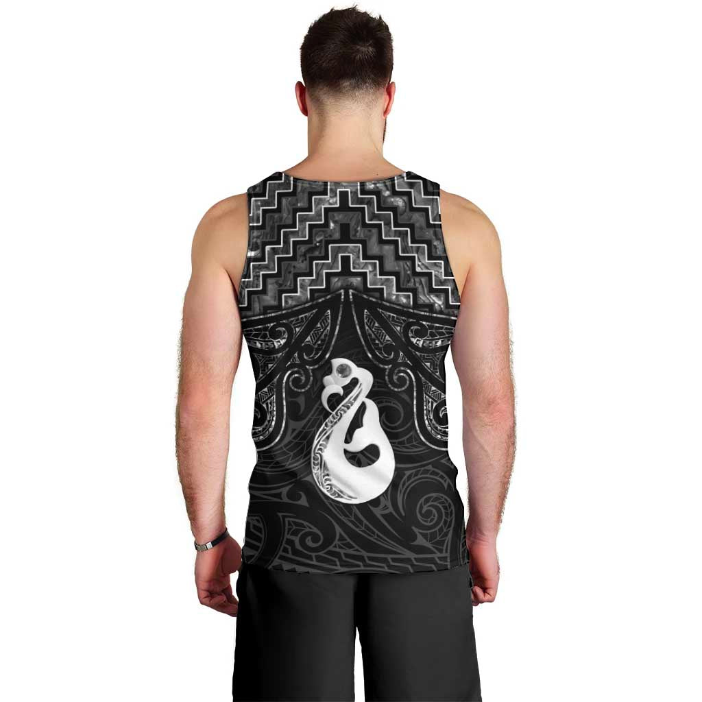 New Zealand Maori Men Tank Top Poutama Manaia Black Paua Shell LT05 - Vibe Hoodie Shop