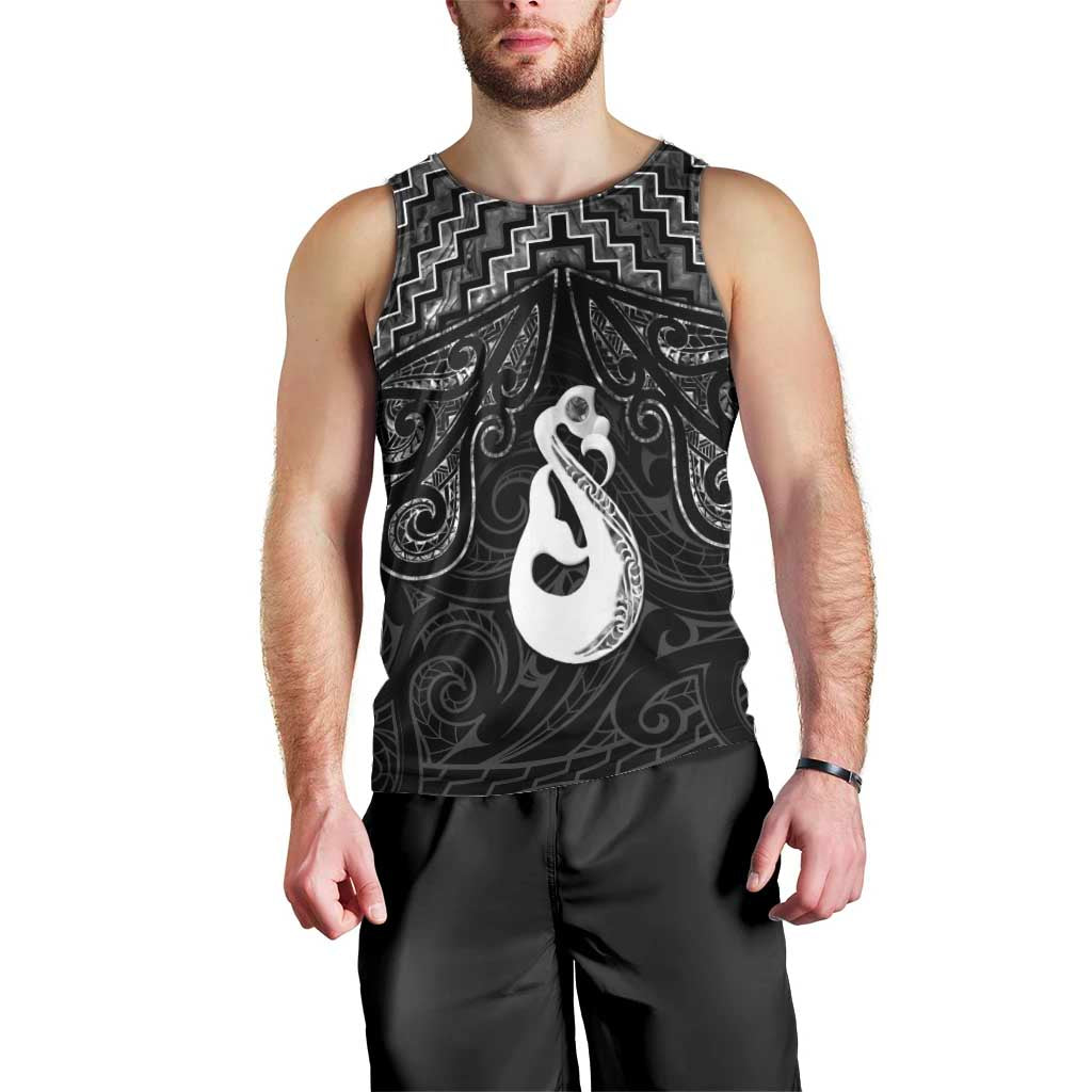 New Zealand Maori Men Tank Top Poutama Manaia Black Paua Shell LT05 - Vibe Hoodie Shop