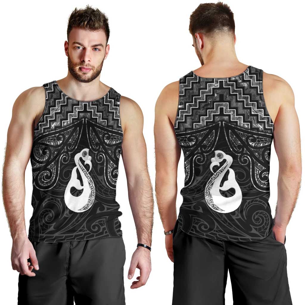 New Zealand Maori Men Tank Top Poutama Manaia Black Paua Shell LT05 - Vibe Hoodie Shop