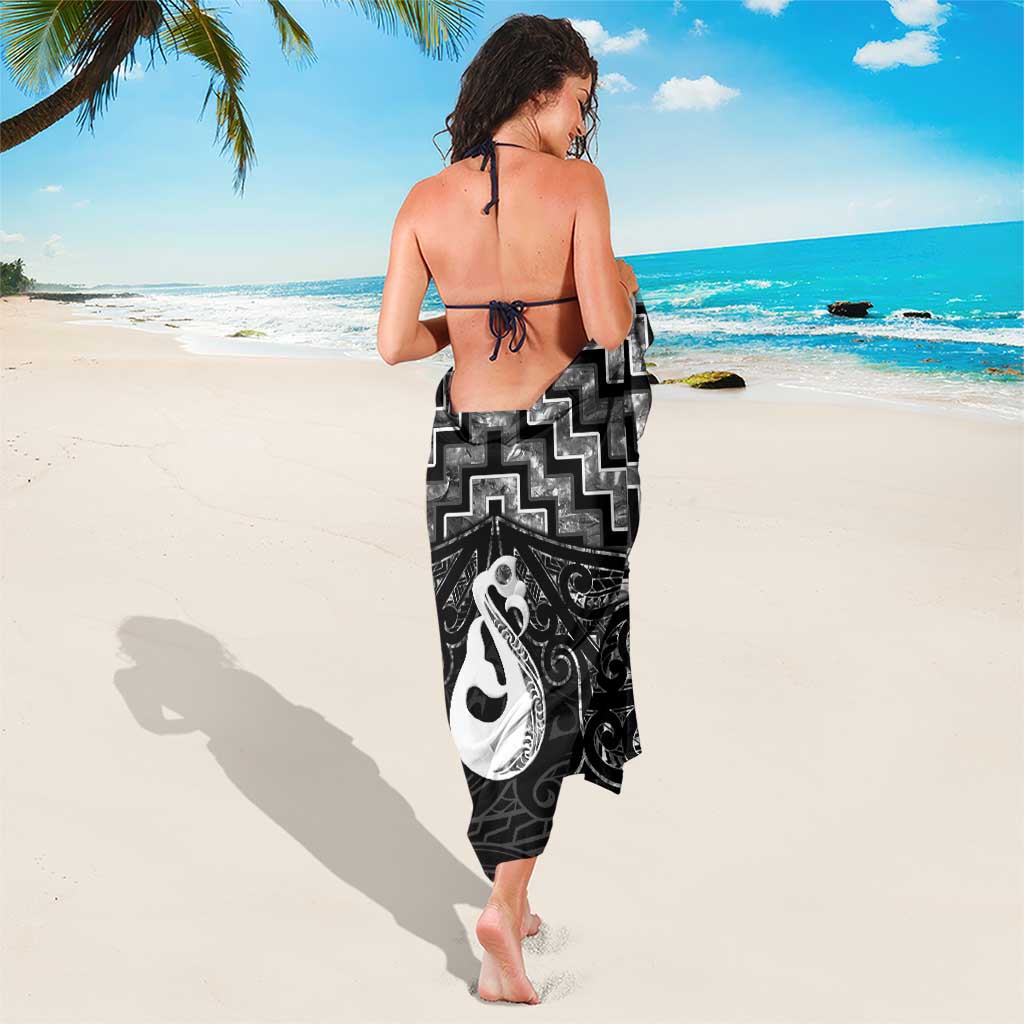 New Zealand Maori Sarong Poutama Manaia Black Paua Shell LT05 - Vibe Hoodie Shop