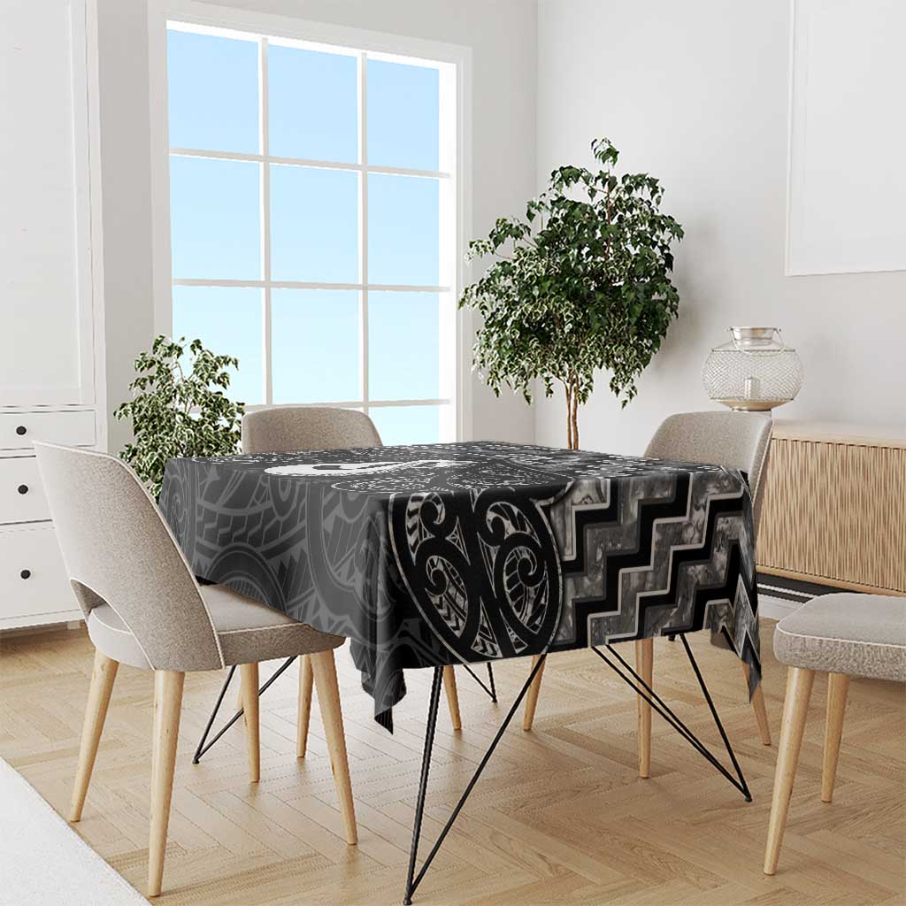 New Zealand Maori Tablecloth Poutama Manaia Black Paua Shell