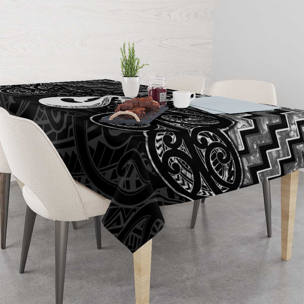 New Zealand Maori Tablecloth Poutama Manaia Black Paua Shell