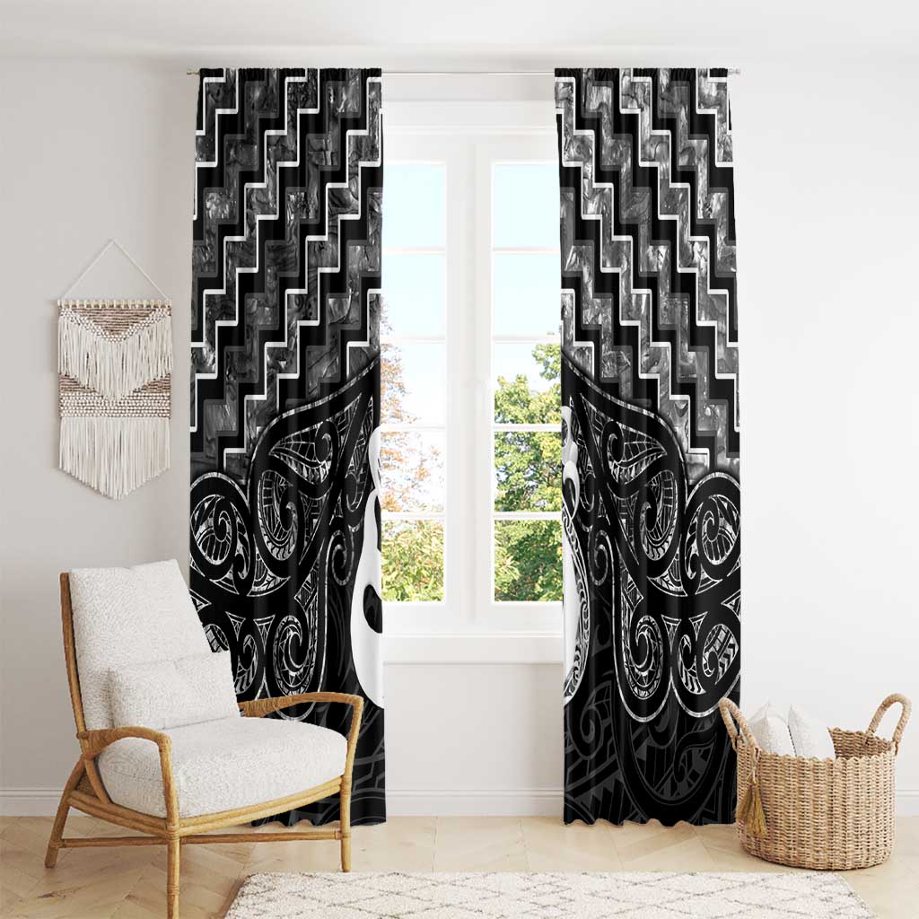 New Zealand Maori Window Curtain Poutama Manaia Black Paua Shell