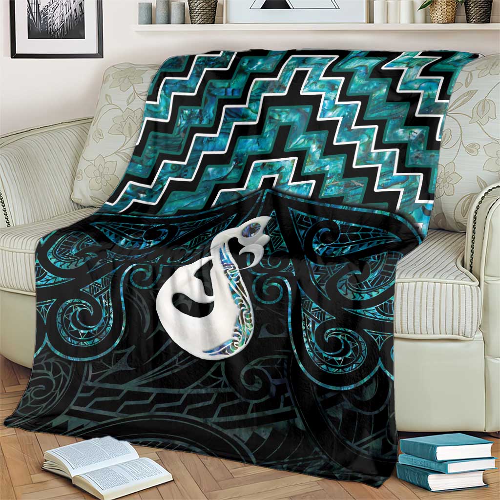 New Zealand Maori Blanket Poutama Manaia Turquoise Paua Shell LT05 - Vibe Hoodie Shop