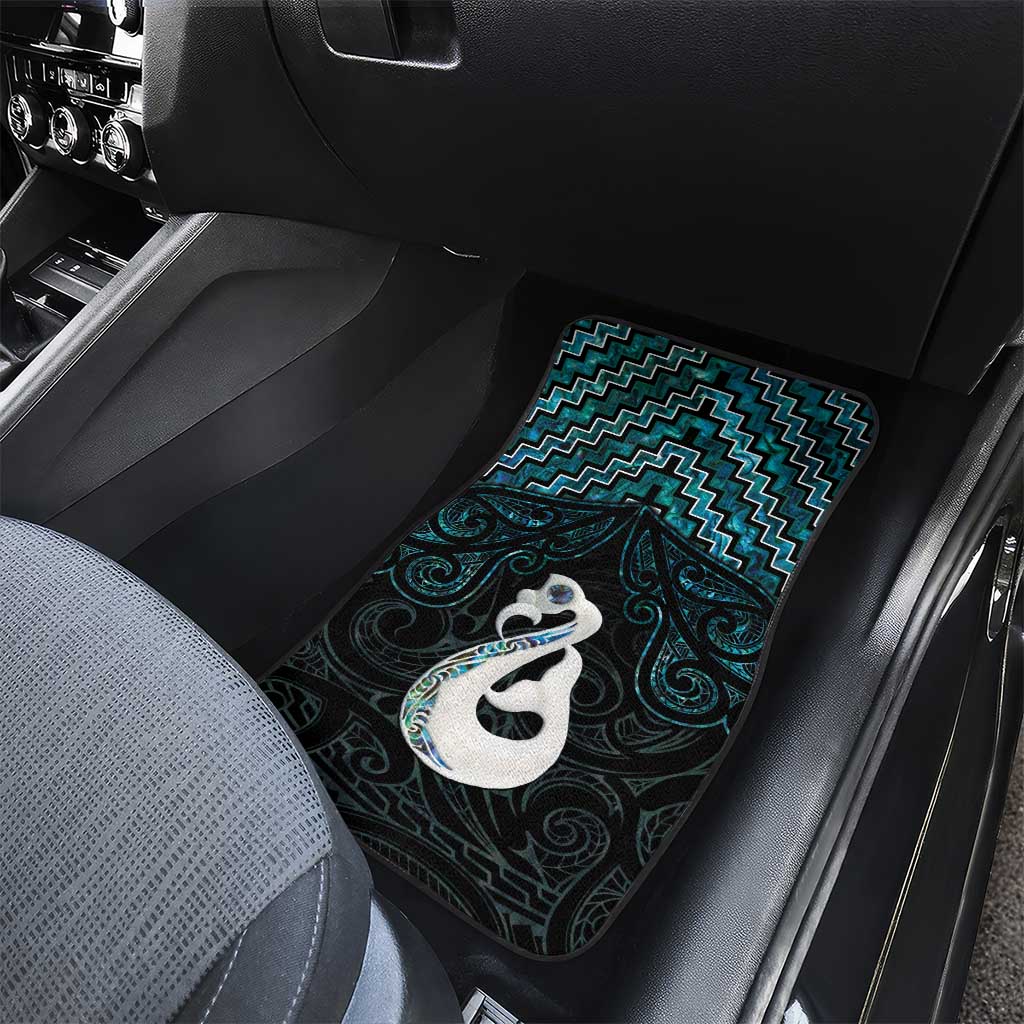 New Zealand Maori Car Mats Poutama Manaia Turquoise Paua Shell