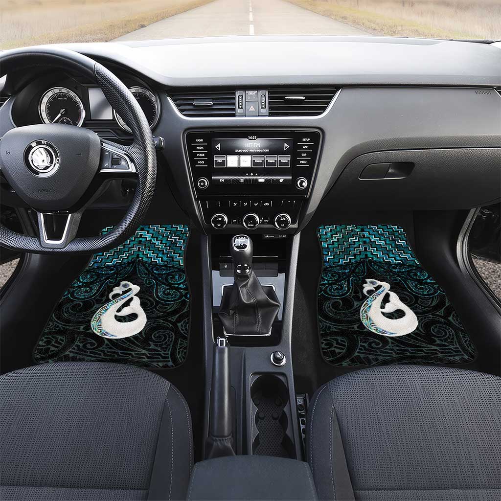 New Zealand Maori Car Mats Poutama Manaia Turquoise Paua Shell