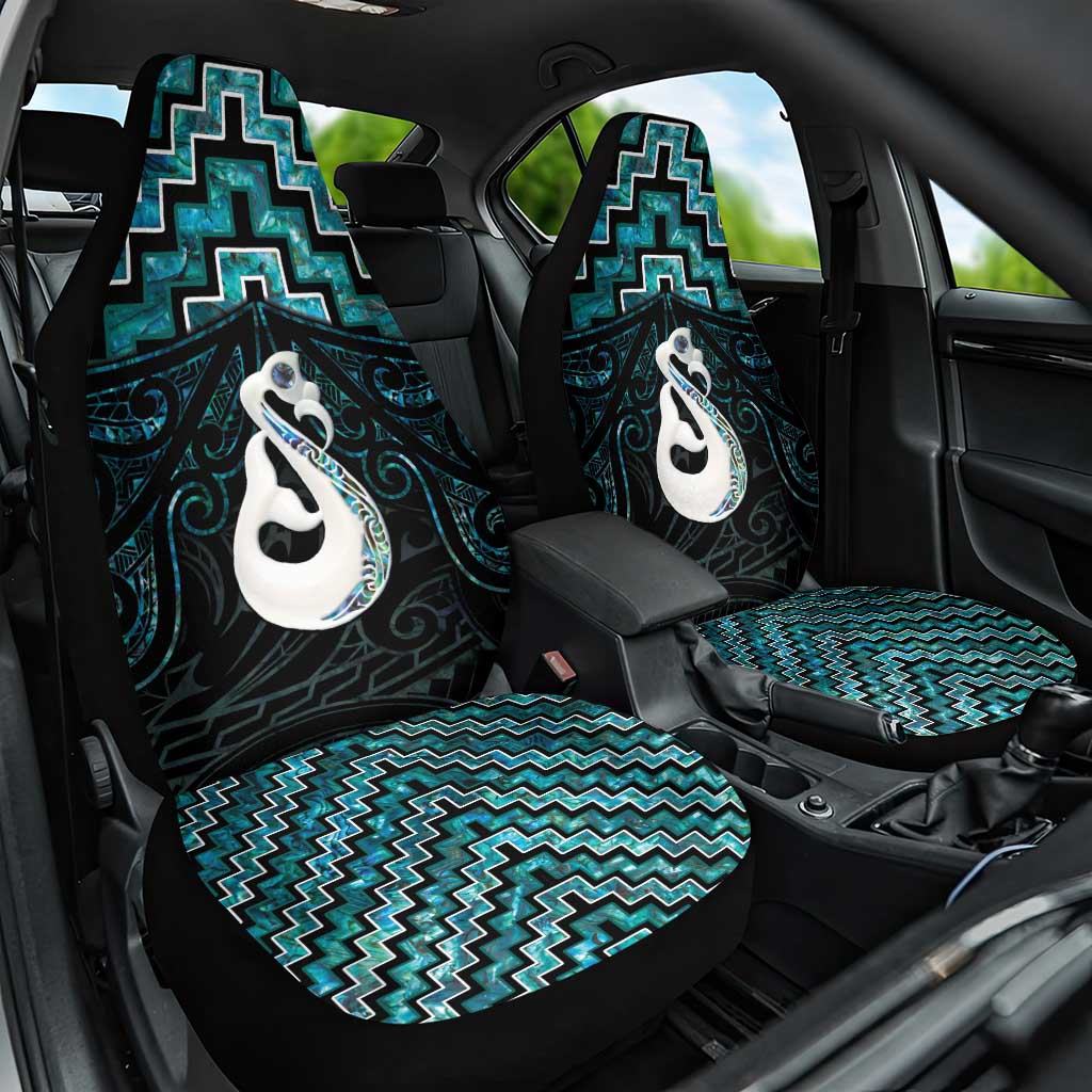 New Zealand Maori Car Seat Cover Poutama Manaia Turquoise Paua Shell LT05 - Vibe Hoodie Shop