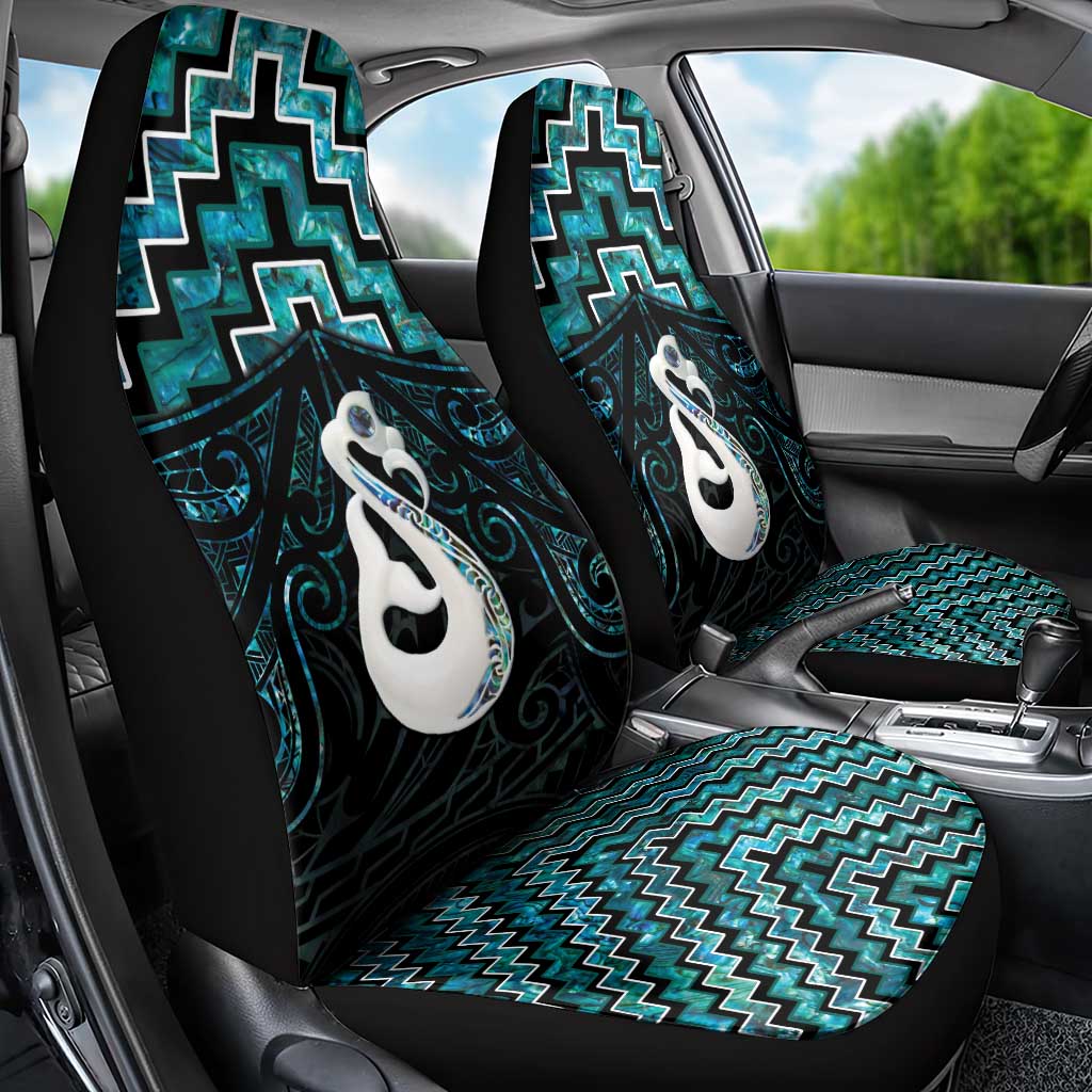 New Zealand Maori Car Seat Cover Poutama Manaia Turquoise Paua Shell LT05 - Vibe Hoodie Shop