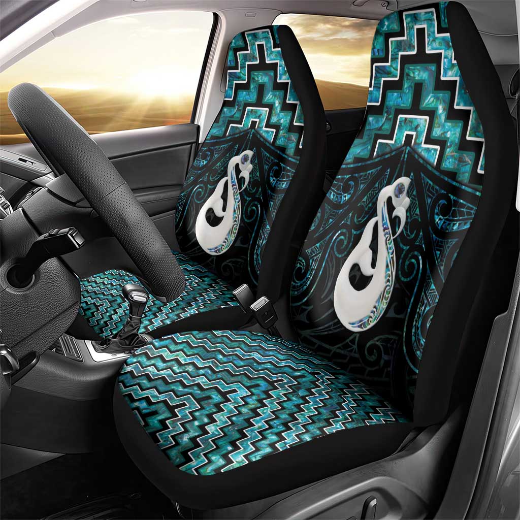 New Zealand Maori Car Seat Cover Poutama Manaia Turquoise Paua Shell LT05 - Vibe Hoodie Shop