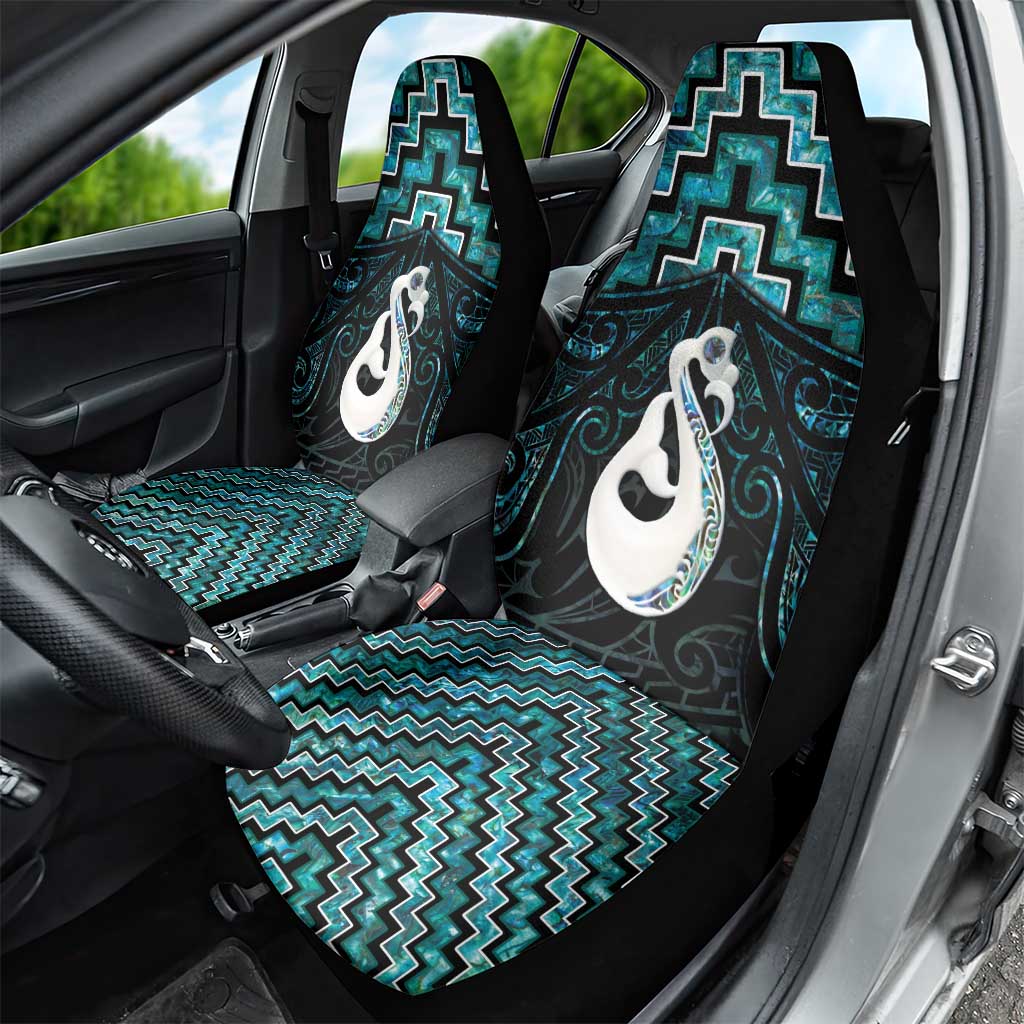 New Zealand Maori Car Seat Cover Poutama Manaia Turquoise Paua Shell LT05 - Vibe Hoodie Shop