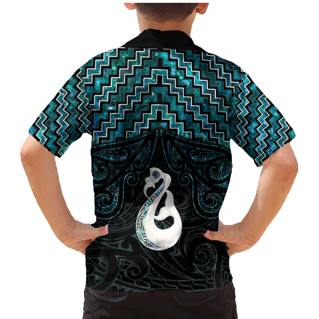 New Zealand Maori Family Matching Mermaid Dress and Hawaiian Shirt Poutama Manaia Turquoise Paua Shell