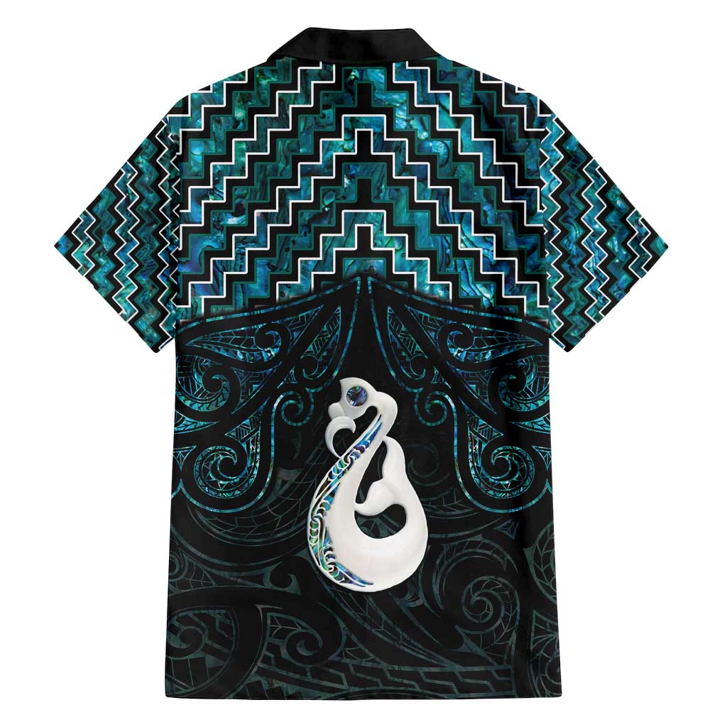 New Zealand Maori Family Matching Off Shoulder Maxi Dress and Hawaiian Shirt Poutama Manaia Turquoise Paua Shell