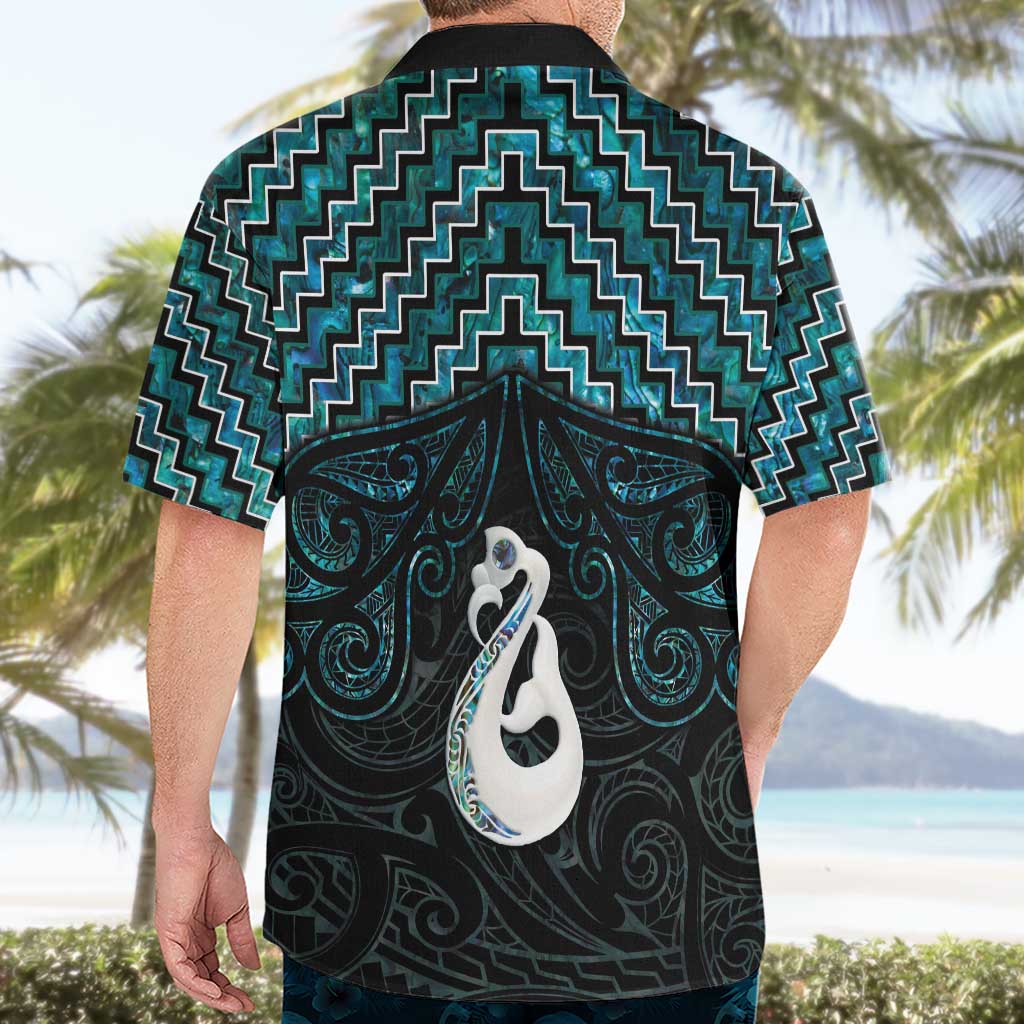 New Zealand Maori Hawaiian Shirt Poutama Manaia Turquoise Paua Shell LT05 - Vibe Hoodie Shop