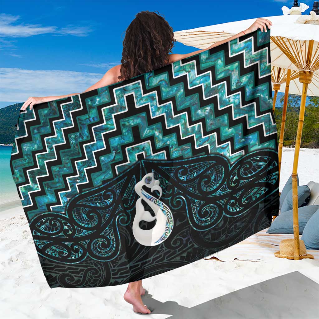 New Zealand Maori Sarong Poutama Manaia Turquoise Paua Shell LT05 - Vibe Hoodie Shop