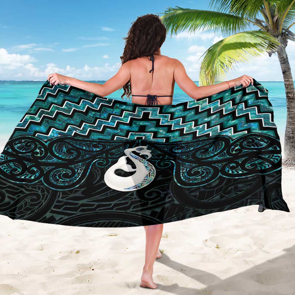 New Zealand Maori Sarong Poutama Manaia Turquoise Paua Shell LT05 - Vibe Hoodie Shop