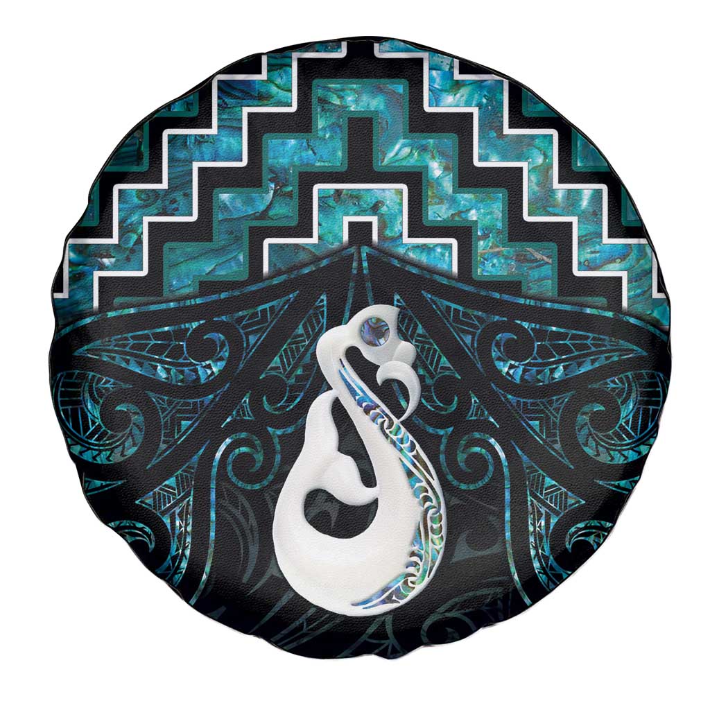 New Zealand Maori Spare Tire Cover Poutama Manaia Turquoise Paua Shell LT05 - Vibe Hoodie Shop