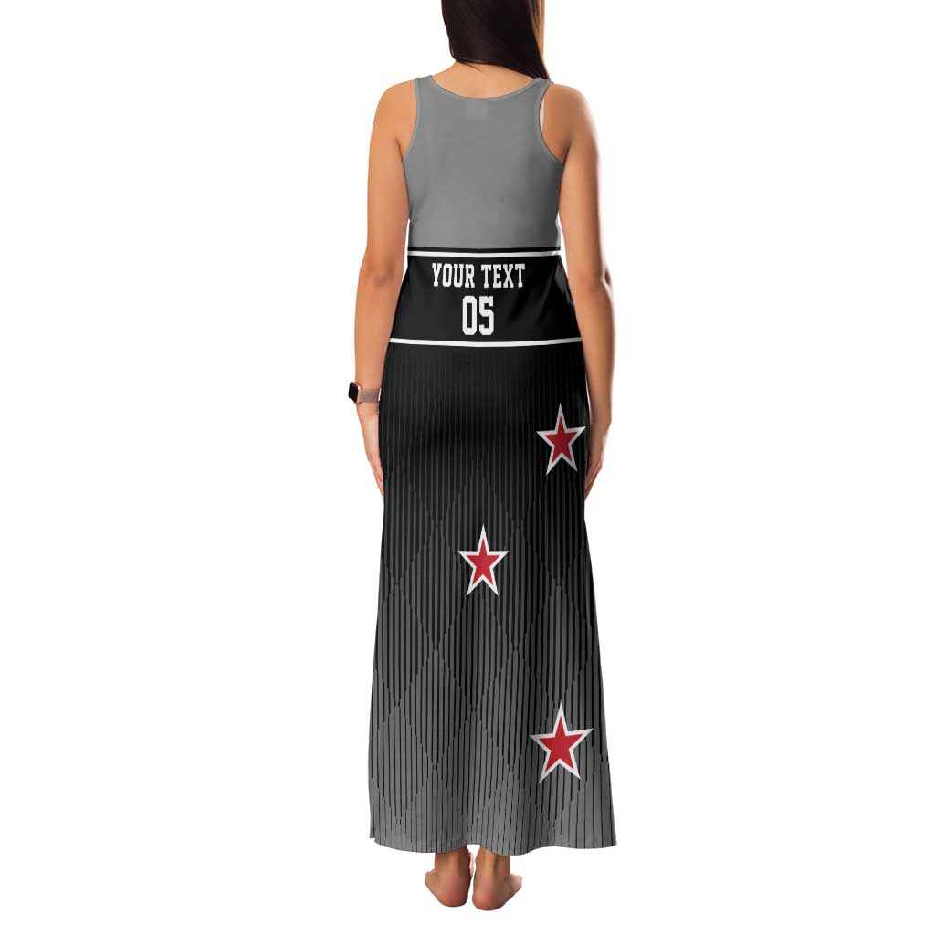 Custom New Zealand Cricket Family Matching Tank Maxi Dress and Hawaiian Shirt Black Cap Unbeatable