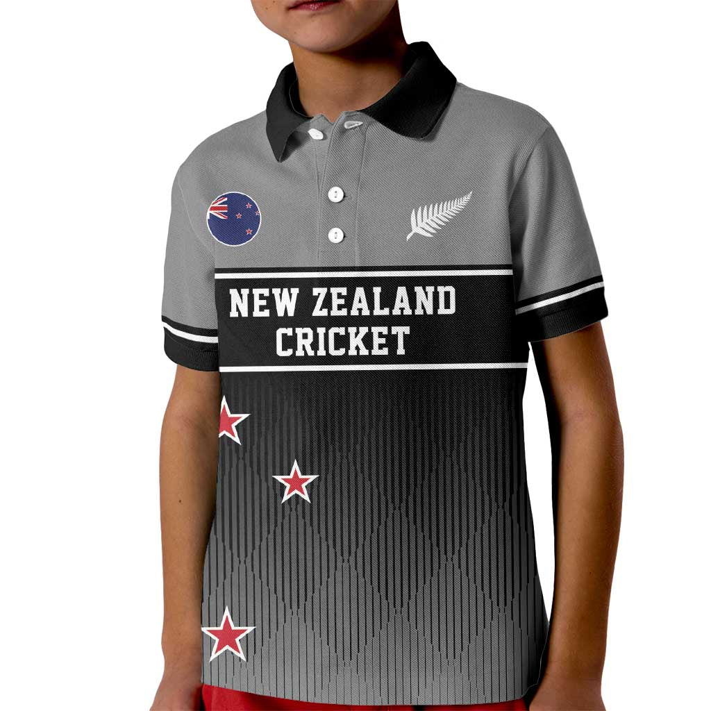 Custom New Zealand Cricket Kid Polo Shirt Black Cap Unbeatable LT05 - Vibe Hoodie Shop