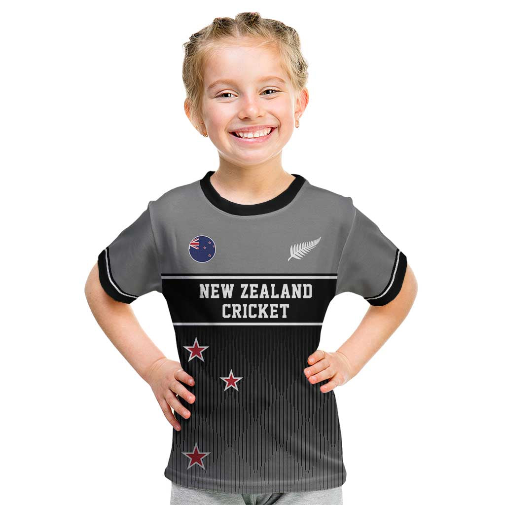 Custom New Zealand Cricket Kid T Shirt Black Cap Unbeatable LT05 - Vibe Hoodie Shop